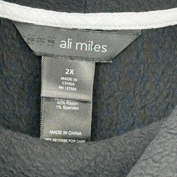 Ali Miles Black Cowl Neck crinkle Tunic Top size 2X plus Pockets women's - Picture 5 of 12